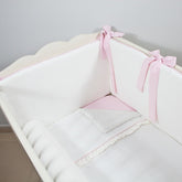 Ekru - Pembe Fırfırlı Bebek Uyku Seti